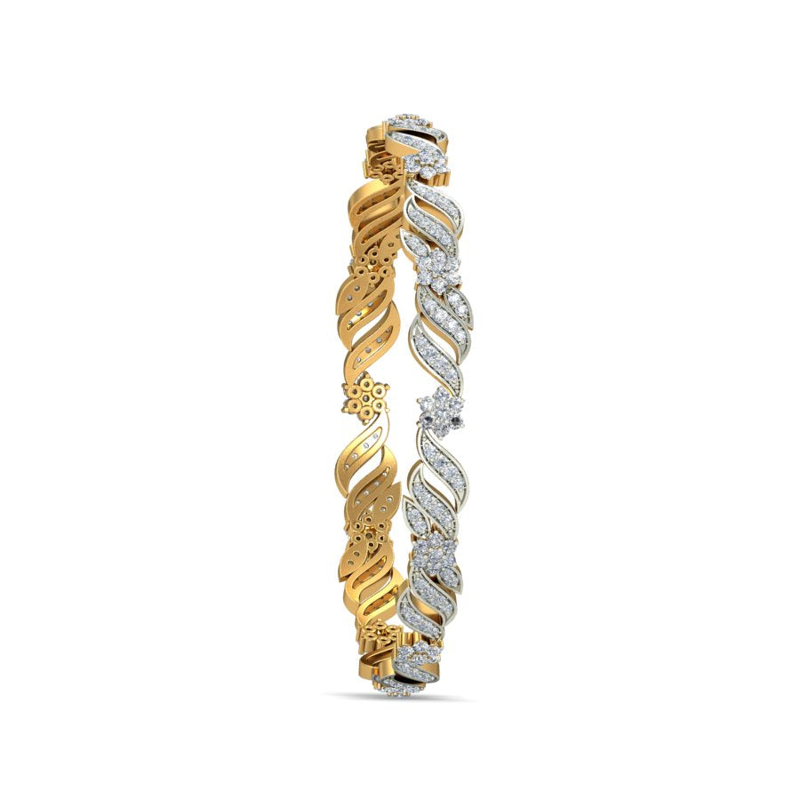 2.27ct Twisted Bloom Natural Diamond Bangle-SOLITAIREKART